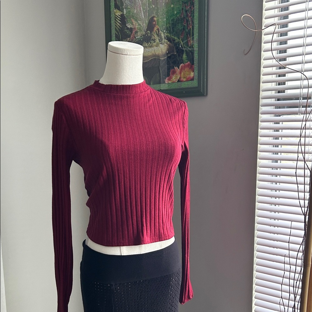 ♥️Express Burgundy Ribbed Long Sleeve Top✨